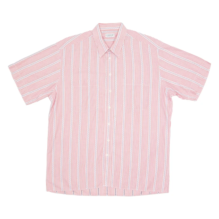 COLDOR Mens Shirt Red 90s Pinstripe Long Sleeve L