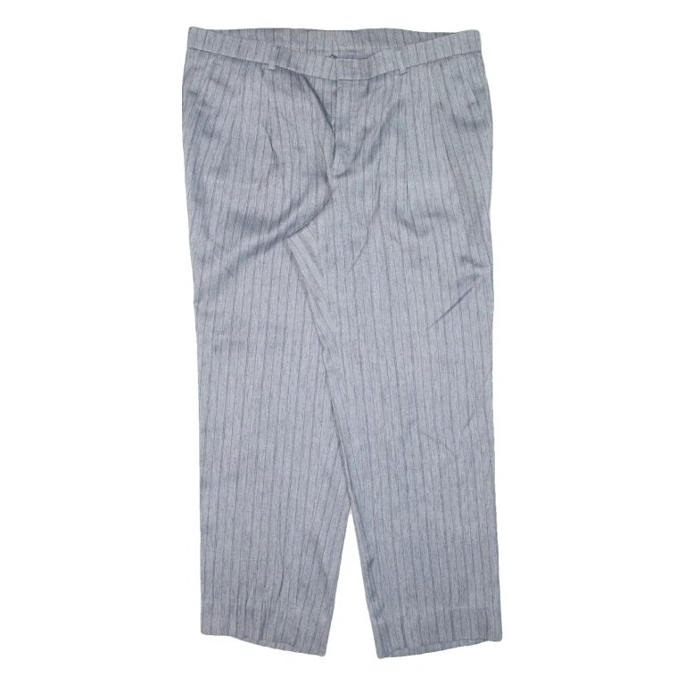 Pinstripe Mens Trousers Grey Regular Tapered W38 L28