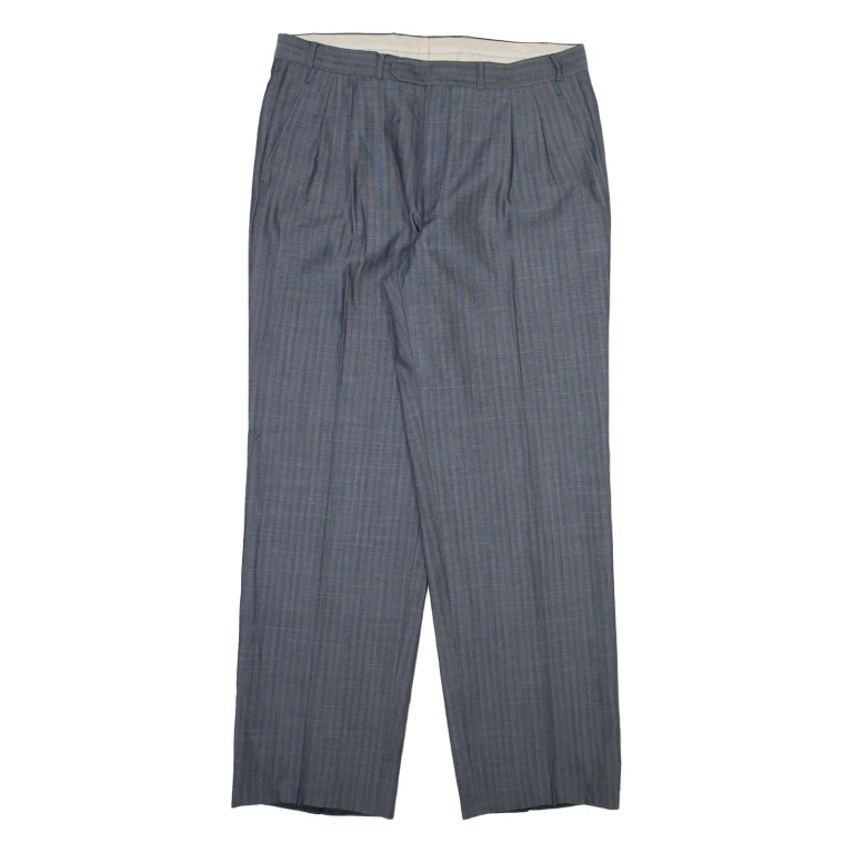 Mens Trousers Grey Regular Straight Wool W33 L30