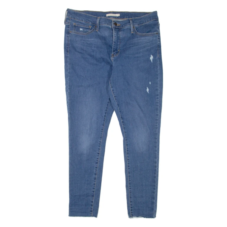 LEVI'S 310 Shaping Distressed Womens Jeans Blue Slim Skinny W32 L28