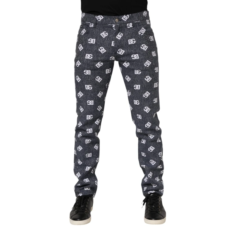 Dolce & Gabbana Dark Gray Logo Cotton Skinny Slim Denim Jeans Elastane Clothing - Men