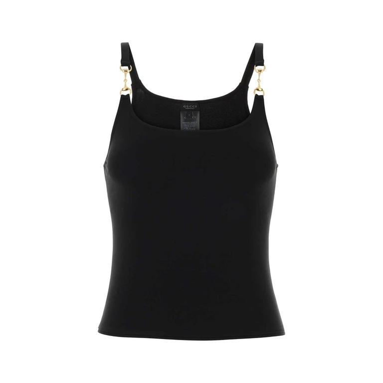Gucci Black Stretch Crepe Top Exterior: Viscose Elastane Maglie - Women