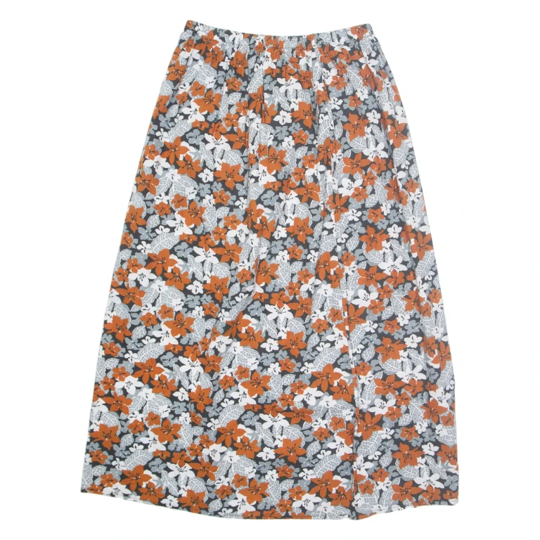 Womens A-Line Skirt Grey Long Floral M