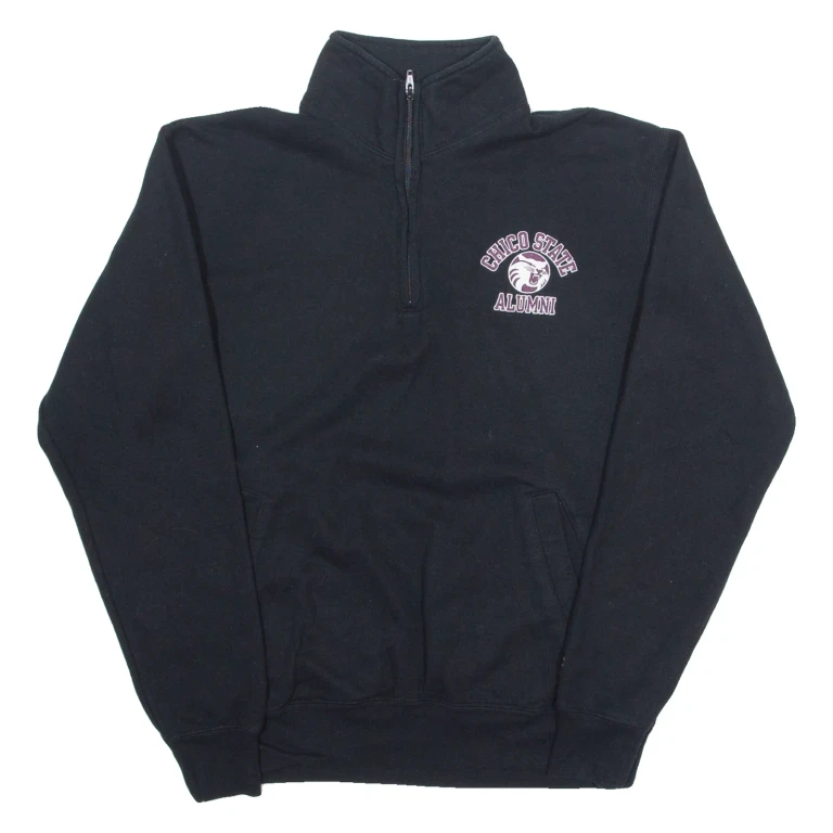 CHAMPION ECO Mens Sweatshirt Black 1/4 Zip USA M