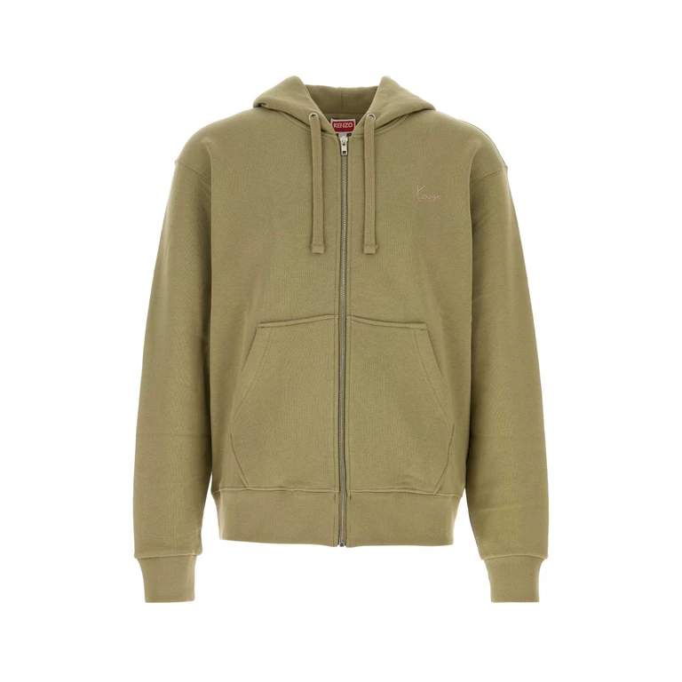 Olive Green Cotton Sweatshirt Khaki Exterior: Felpe - Men