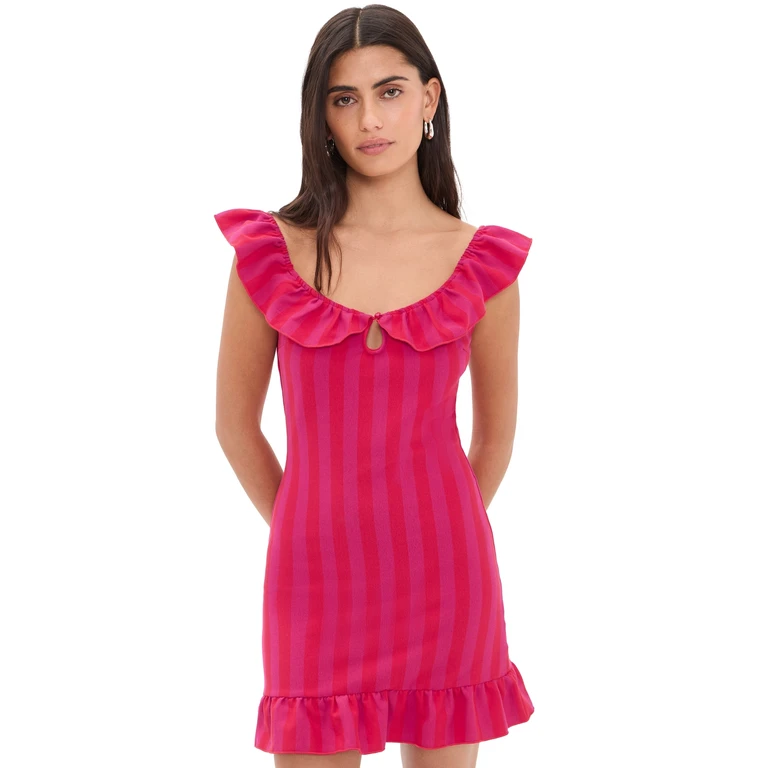 Lisa Says Gah Eloise Mini Dress Raspberry Stripe XXXL