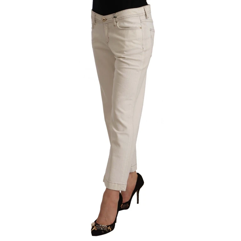 Dolce & Gabbana Off White Cotton Flared Cropped Denim Jeans Elastane Clothing - Women
