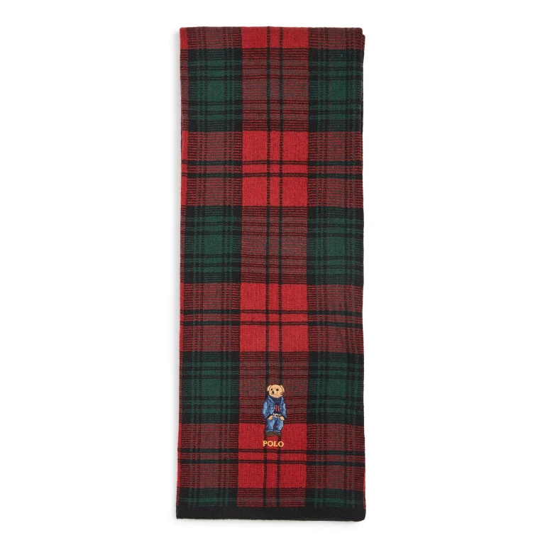 Men's Plaid Bear Scarf Polos