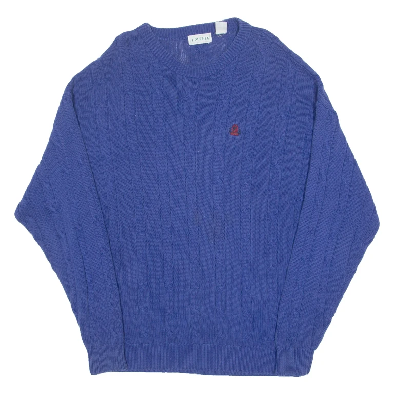 IZOD Mens Jumper Blue Cable Knit L