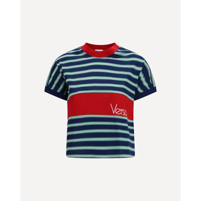VERSACE Striped cotton T-shirt Female 40