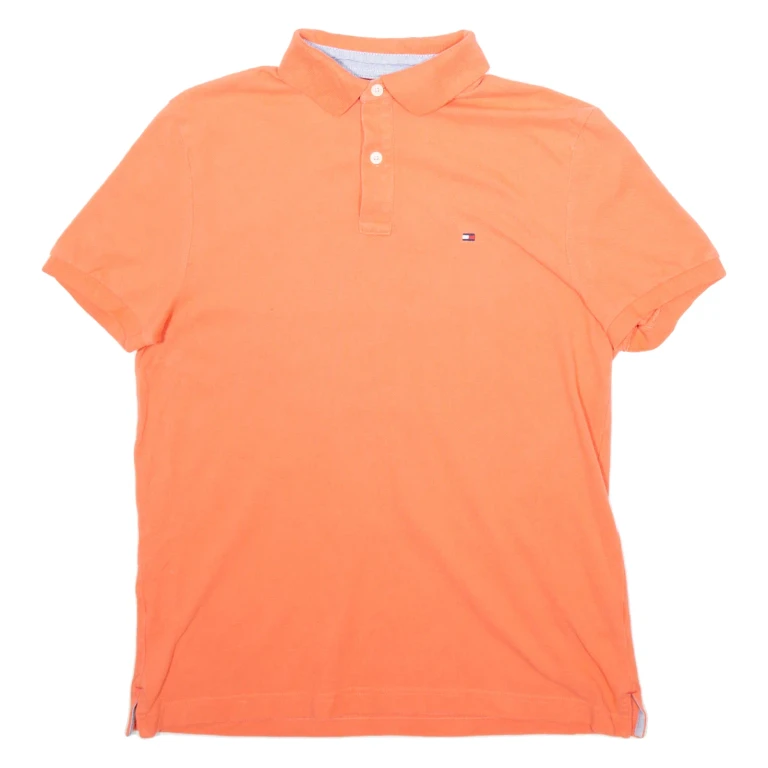 TOMMY HILFIGER Mens Polo Shirt Pink Short Sleeve S