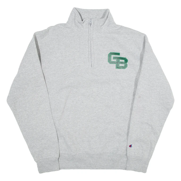 CHAMPION GB Mens Sweatshirt Grey 1/4 Zip M