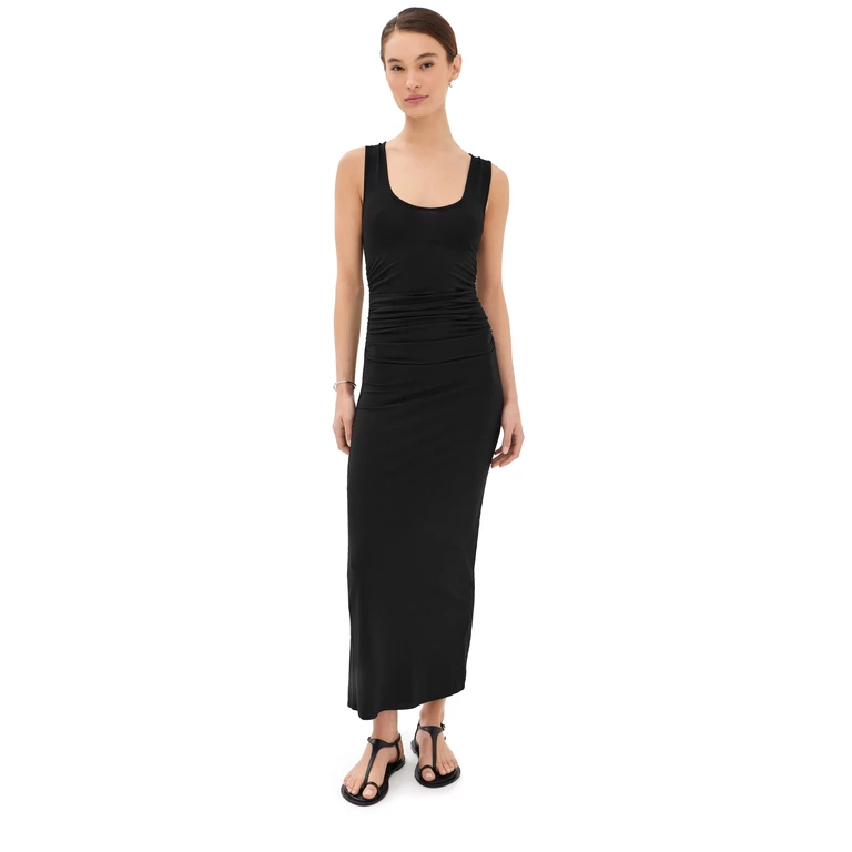 Another Tomorrow Ruched Tank Dress Black L