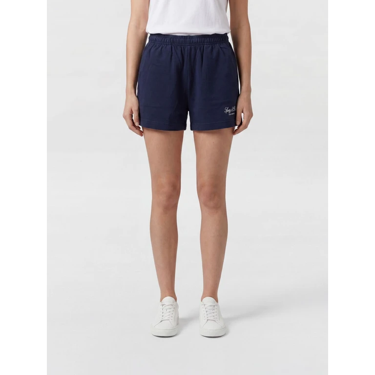 Cotton Shorts with Elasticated Waist and Contrast Logo (SH03776269BL106DARKNAVY)