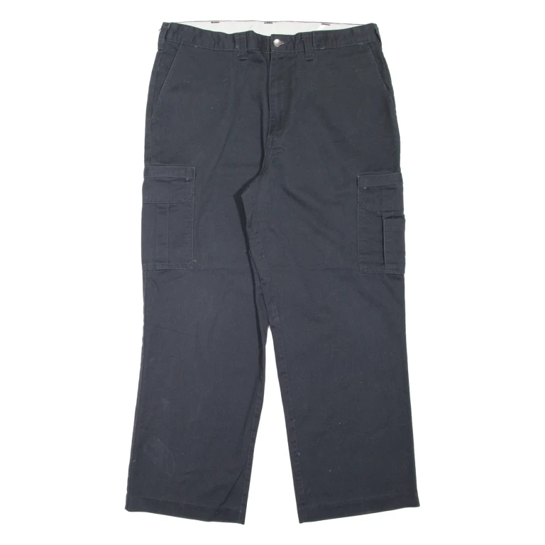 DICKIES Cargo Style Workwear Mens Trousers Black Relaxed Straight W38 L30