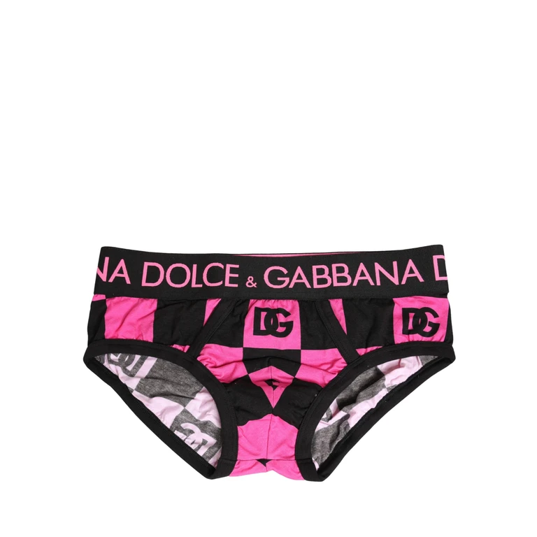 Dolce & Gabbana Black Pink Logo Cotton Brando Brief Underwear Elastane Clothing - Men