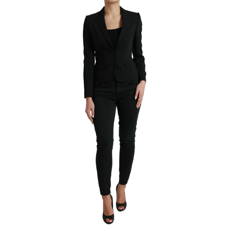 Dolce & Gabbana Black Wool Single Breasted Blazer Coat Jacket Virgin Elastane Clothing - Women