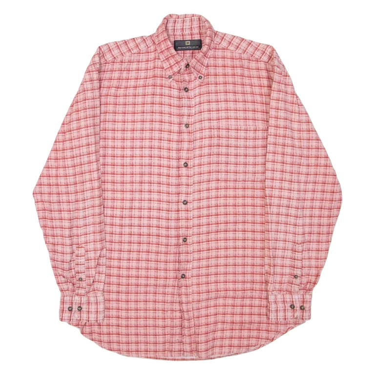 AUTHENTIC WEAR Mens Shirt Red Check Long Sleeve M