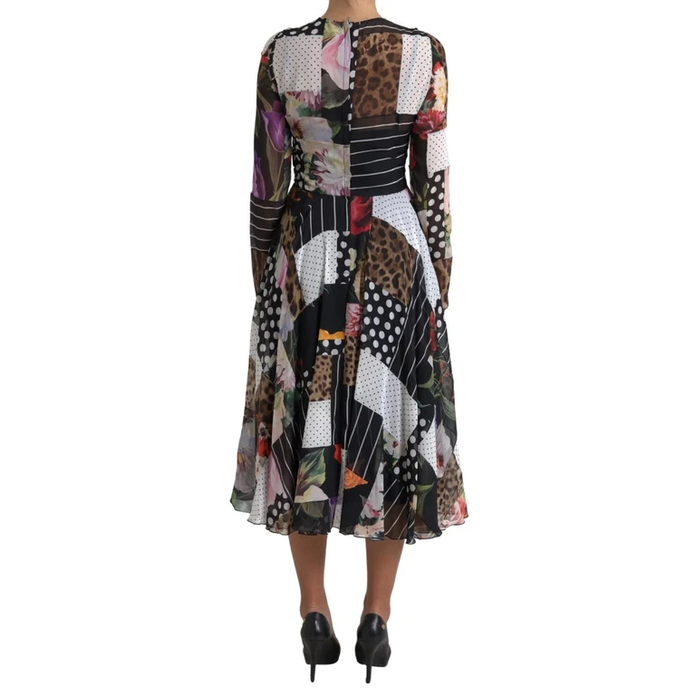 Dolce & Gabbana Multicolor Patchwork Floral Leopard Dress - Women