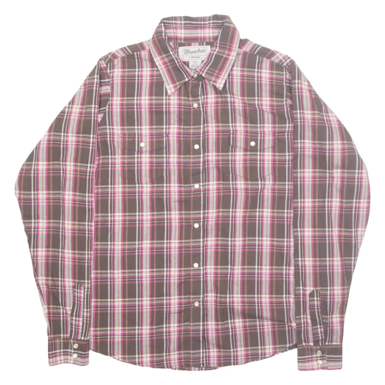 WRANGLER Womens Shirt Brown Check Long Sleeve XL