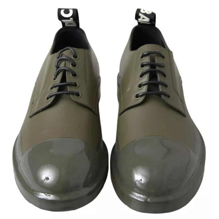 Dolce & Gabbana Green Leather Rubber Sole Dress Shoes - Men
