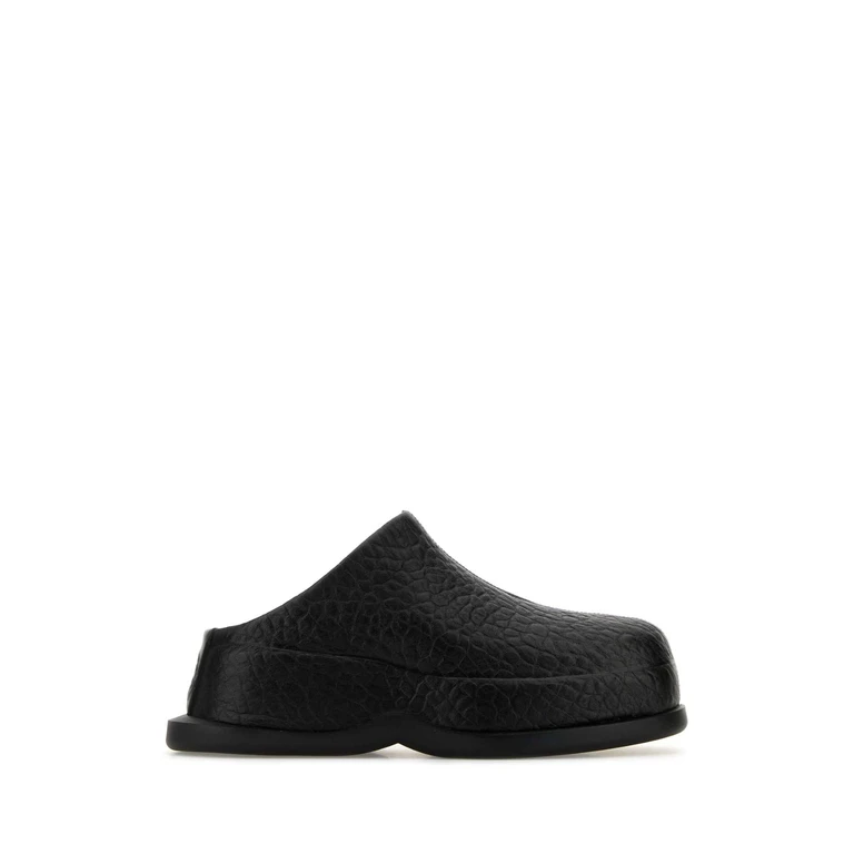 Alexander McQueen Black Leather Wave Slippers - Women