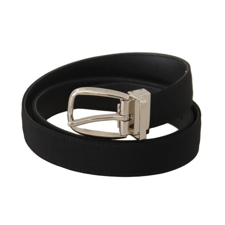 Dolce & Gabbana Belt Black Calf Leather Silver Tone Metal Buckle Brown - Men