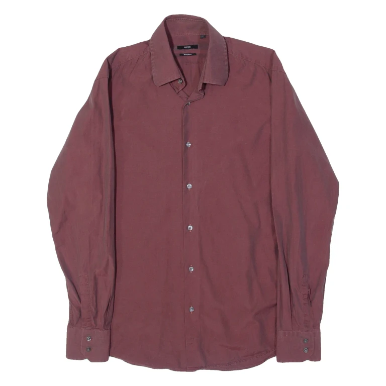 HUGO BOSS Mens Formal Shirt Red Long Sleeve L