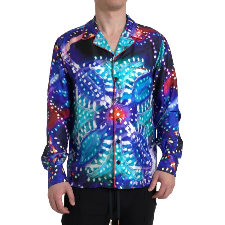 Dolce & Gabbana Multicolor Silk Psychedelic Print Men Pajama Shirt - Men