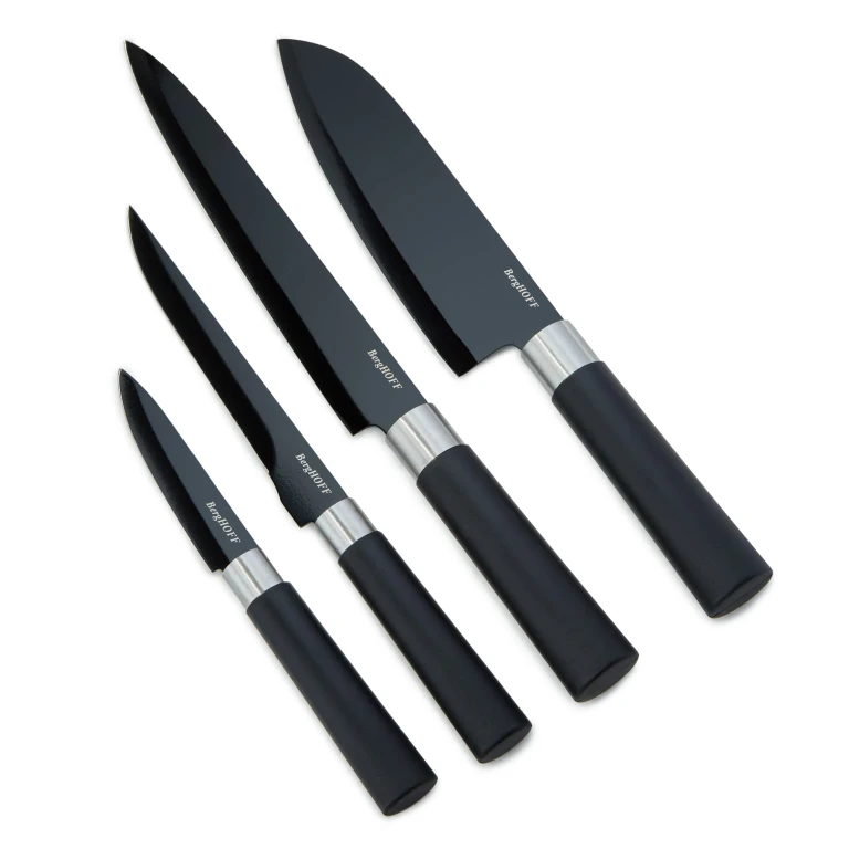 DiNA Prime 4pc Nonstick Stainless Steel Knife Set, Black