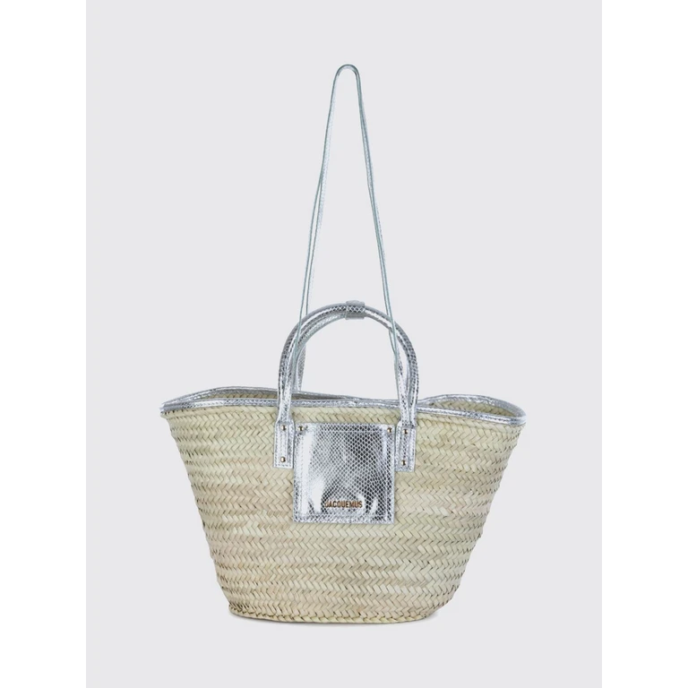 Le Panier Soli Tote Bag in Woven Raffia and Laminated Leather (26EBAW00045AC05A04980)