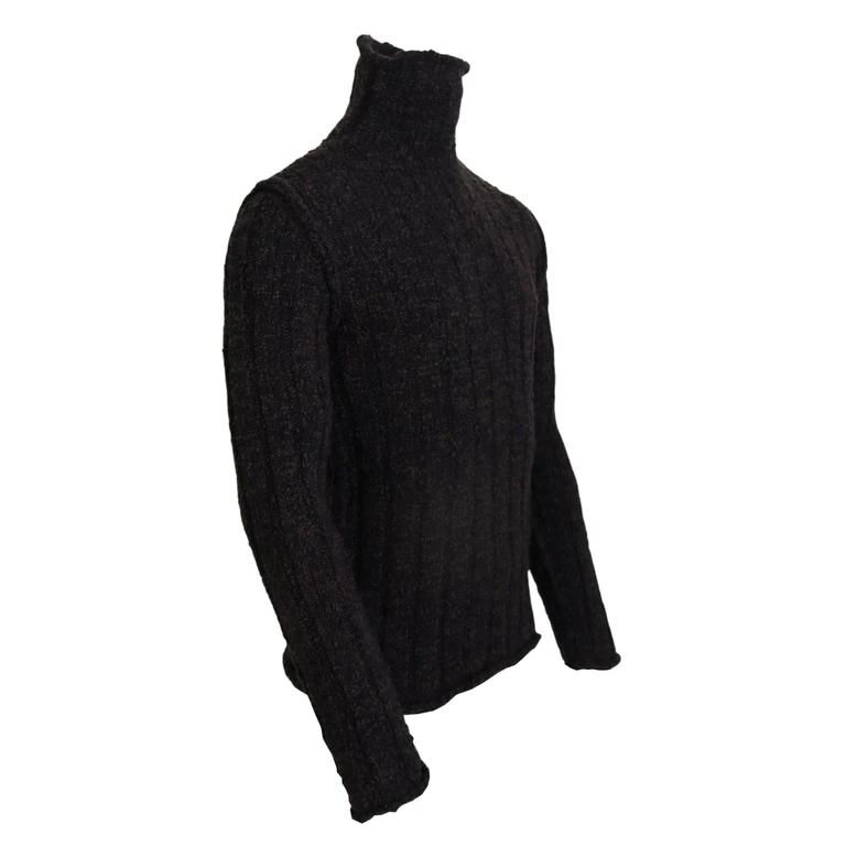 Brown Wool Knit Turtleneck Pullover Sweater Clothing - Men