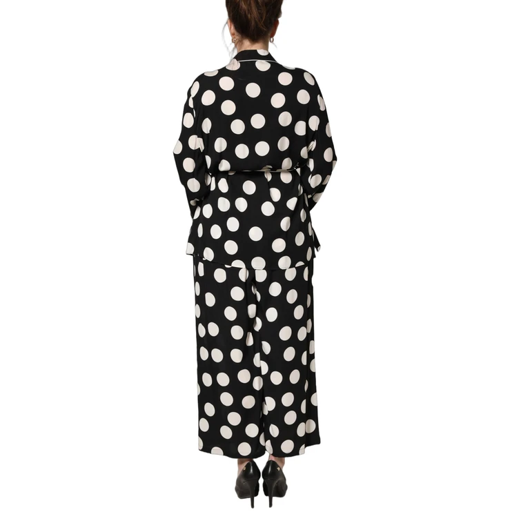 Dolce & Gabbana Black White Polka Dot Pajama 2 Piece Set Sleepwear With Dots Clothing - Women