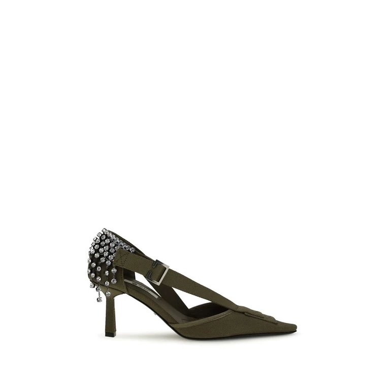 Crystal-embellished Canvas Pumps