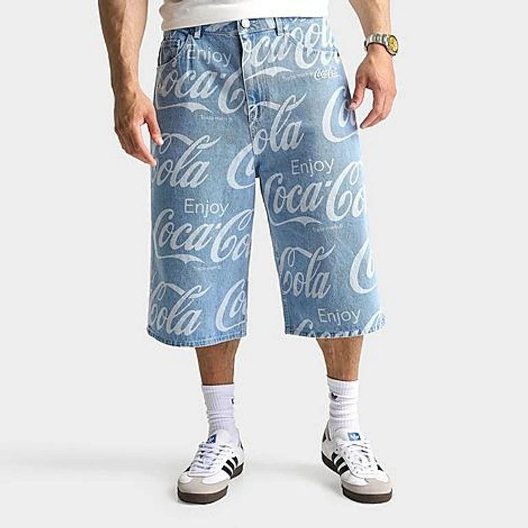 adidas Men's Originals x Coca-Cola Loose Denim Shorts in Indigo Denim Size: 30