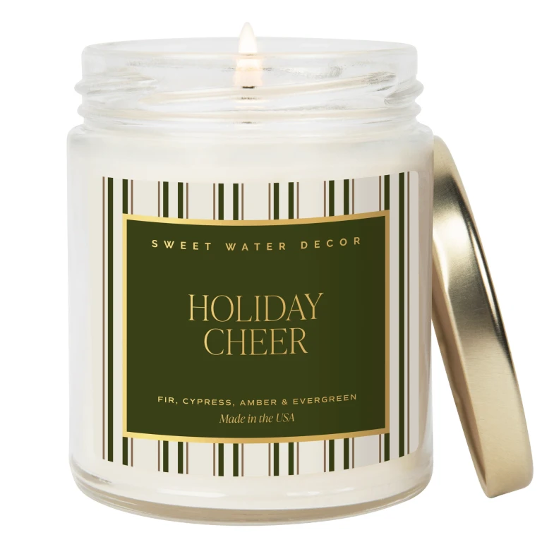 Holiday Cheer Soy Candle - 9 oz Patterned Clear Jar