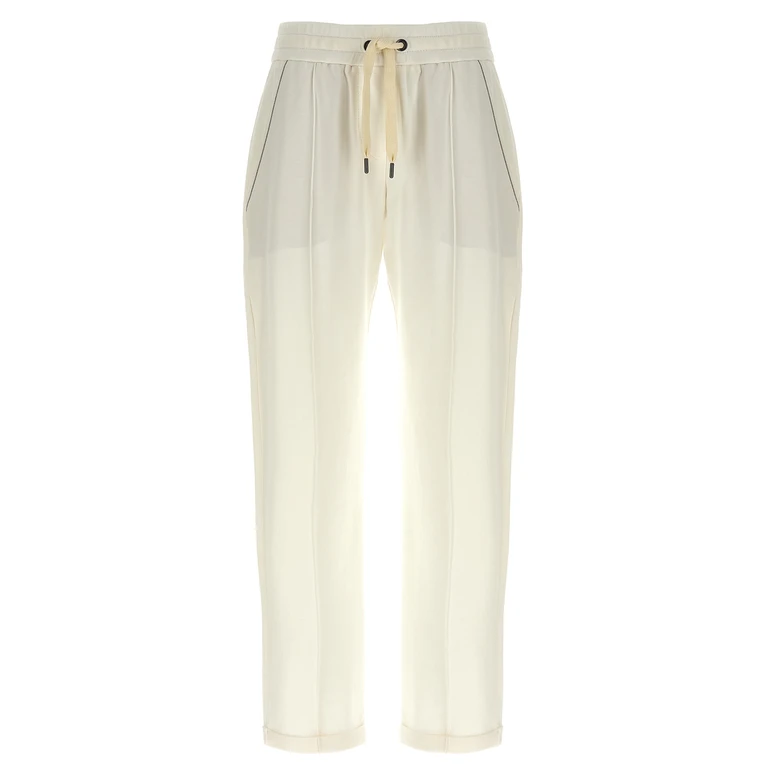 Brunello Cucinelli White Cotton Joggers (workout Pants) - Women