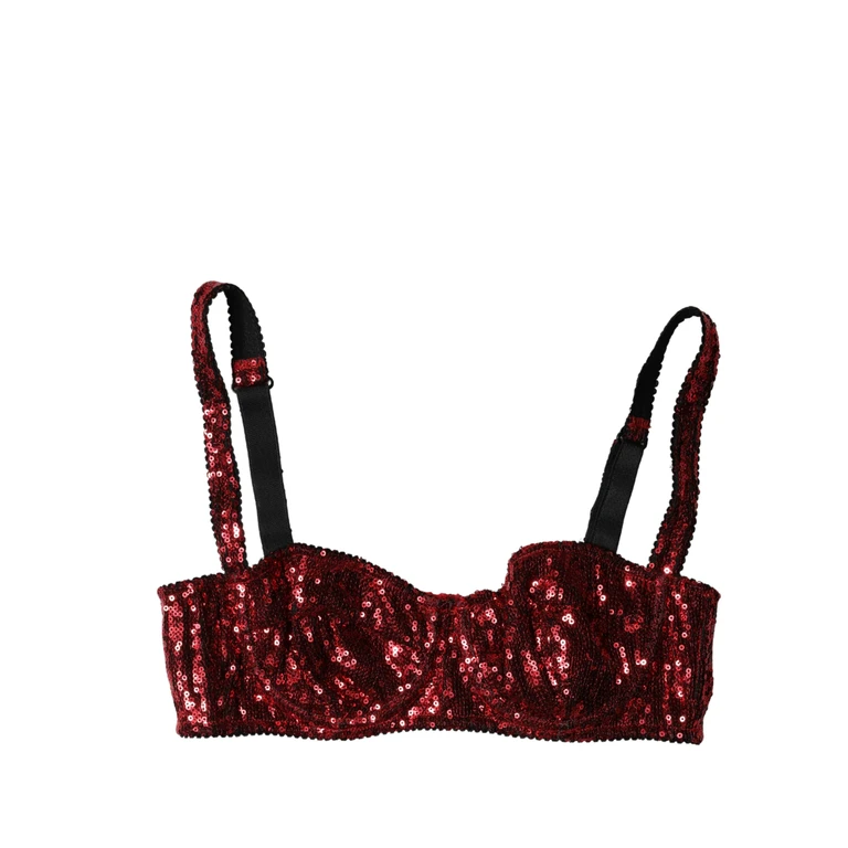 Dolce & Gabbana Red Sequined Nylon Balconnet Bra Underwear Clothing - Women