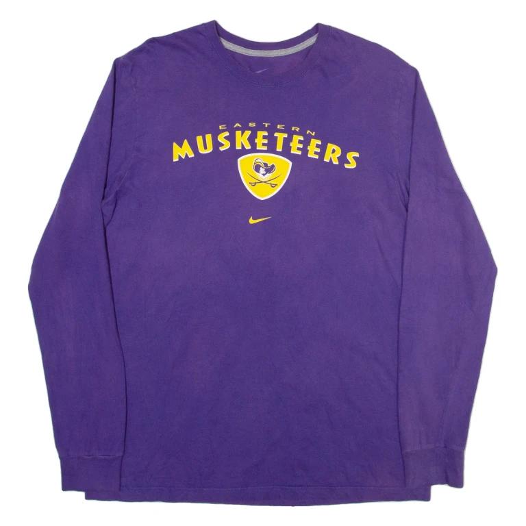 NIKE Mens T-Shirt Purple Long Sleeve L