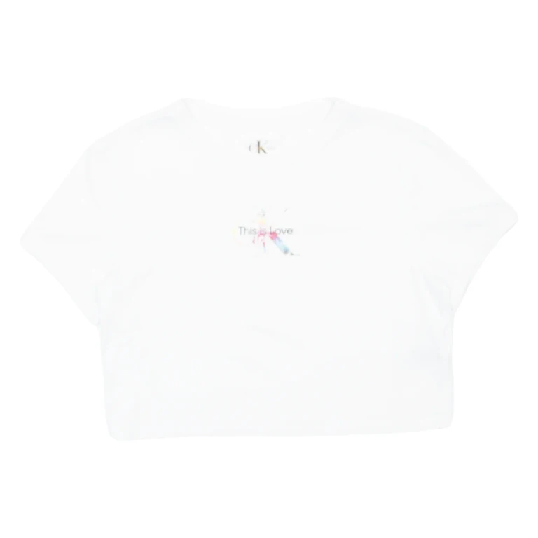 CALVIN KLEIN JEANS Cropped Womens T-Shirt White M