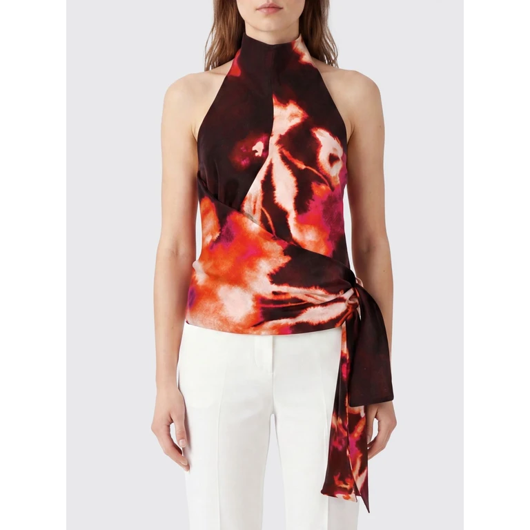 LIVIANA CONTI Blanca Linen Halter Neck Top with Abstract Print (L6SL64D-FLW)