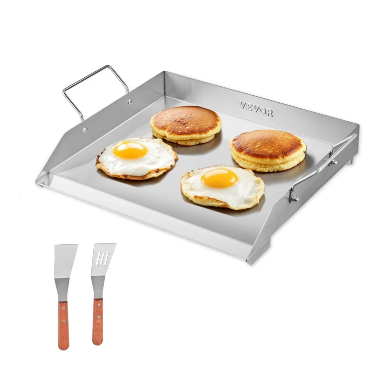 18x16 in Flat Top Griddle Stainless Steel Universal BBQ Grill Pan Cookware - Silver
