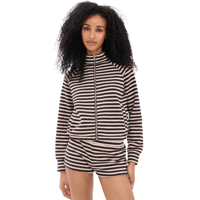 Bloom Knit Jacket Beige Chocolate Stripe XXL