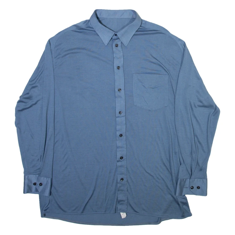 Mens Plain Shirt Blue Long Sleeve L