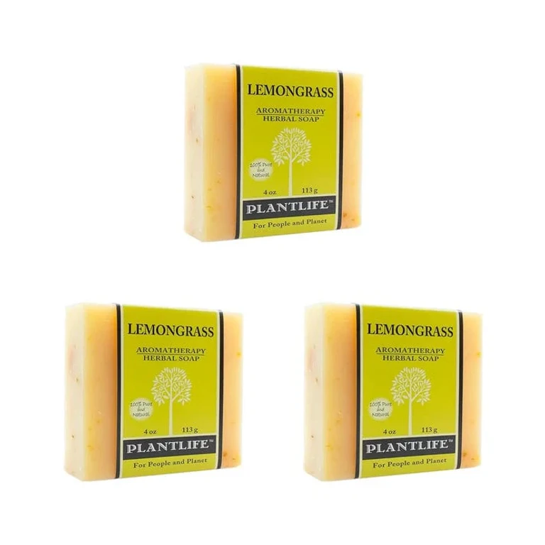 Lemongrass 3-pack Bar Soap - Moisturizing and Soothing Soap for Your Skin - Hand Crafted Using Plant-Based Ingredients - Made in California 4oz Bar