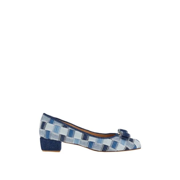 Ferragamo Varina Checked Block-Heel Pumps