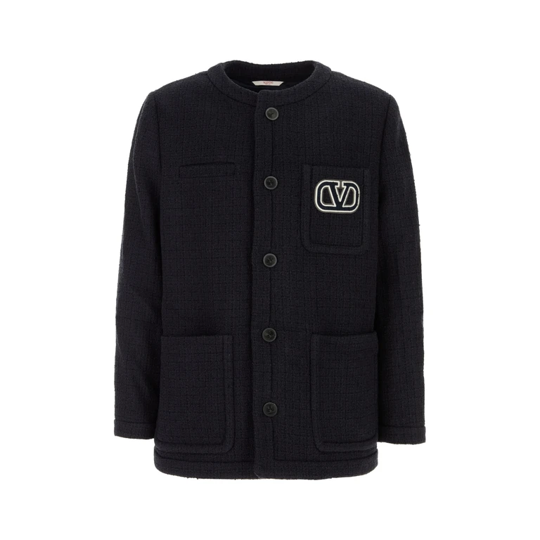 Valentino Garavani Giacca Navy Cotton Viscose Polyamide Giacche E Gilet - Men