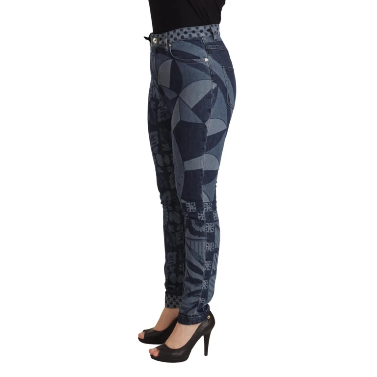 Dolce & Gabbana Blue Floral High Waist Skinny Denim Jeans Cotton Elastane Clothing - Women