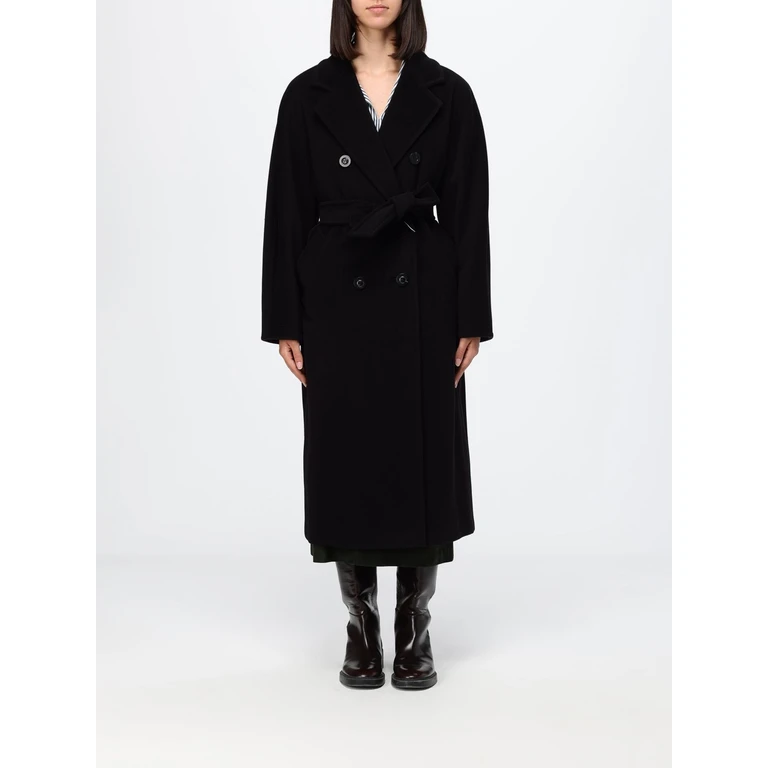 Madame Double-Breasted Long Wool Coat with Belt (2621018010600003)