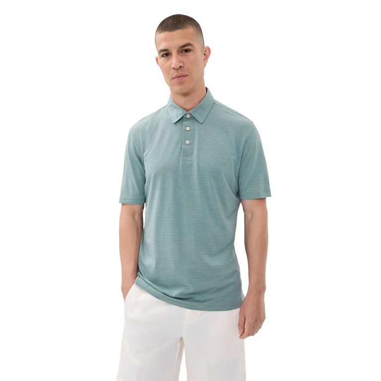 Faherty Movement Polo Aspen River Stripe L